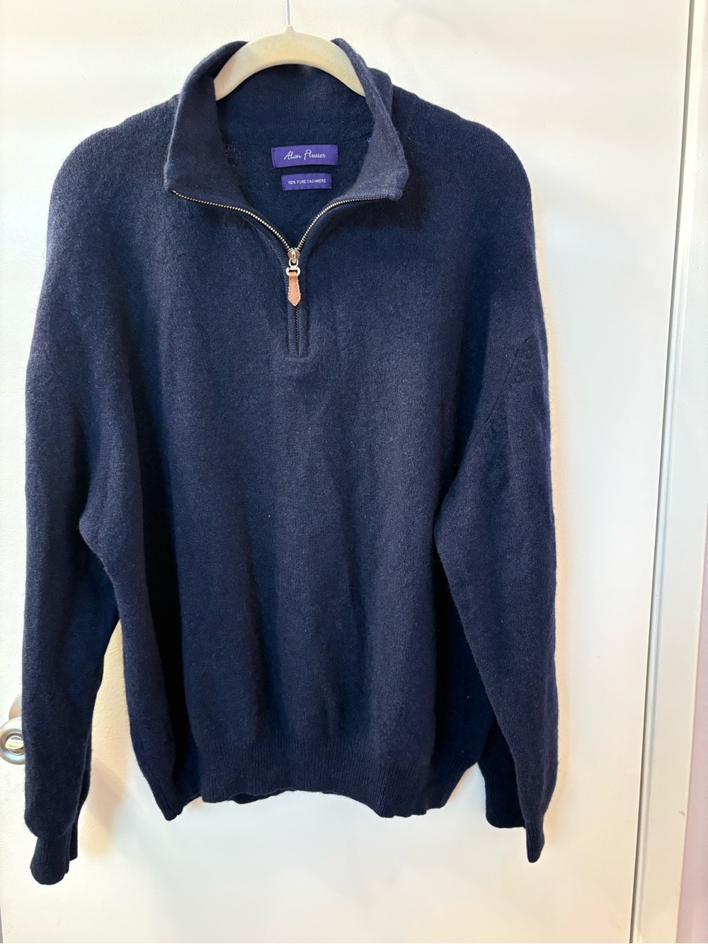 Alan Flusser XXL Quarter-Zip Cashmere Sweater - Navy Pre❤️